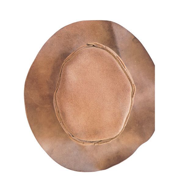 Vintage Vegan‎ Leather Brown Outback Cowboy Lace Detail Hat Boonie Hat - Picture 9 of 13